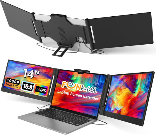 Funhill 14-Inch Laptop Screen Extender Triple Portable Monitor