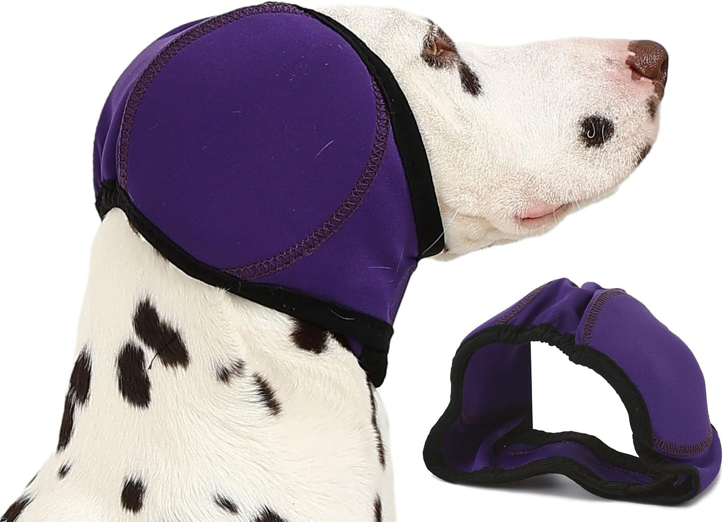 Dog Ear Muffs Wrap for Hematoma, Bathing, Drying, Swimming & Noise Anxiety Relief- Elastic Waterproof Ear Protection with Calming Hoodie Design for Grooming