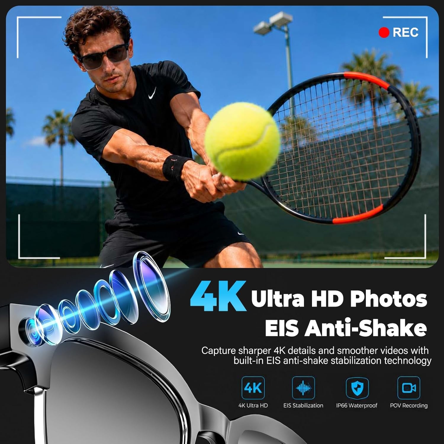 SGUKZF AI Smart Glasses with 4K Camera & Bluetooth Audio