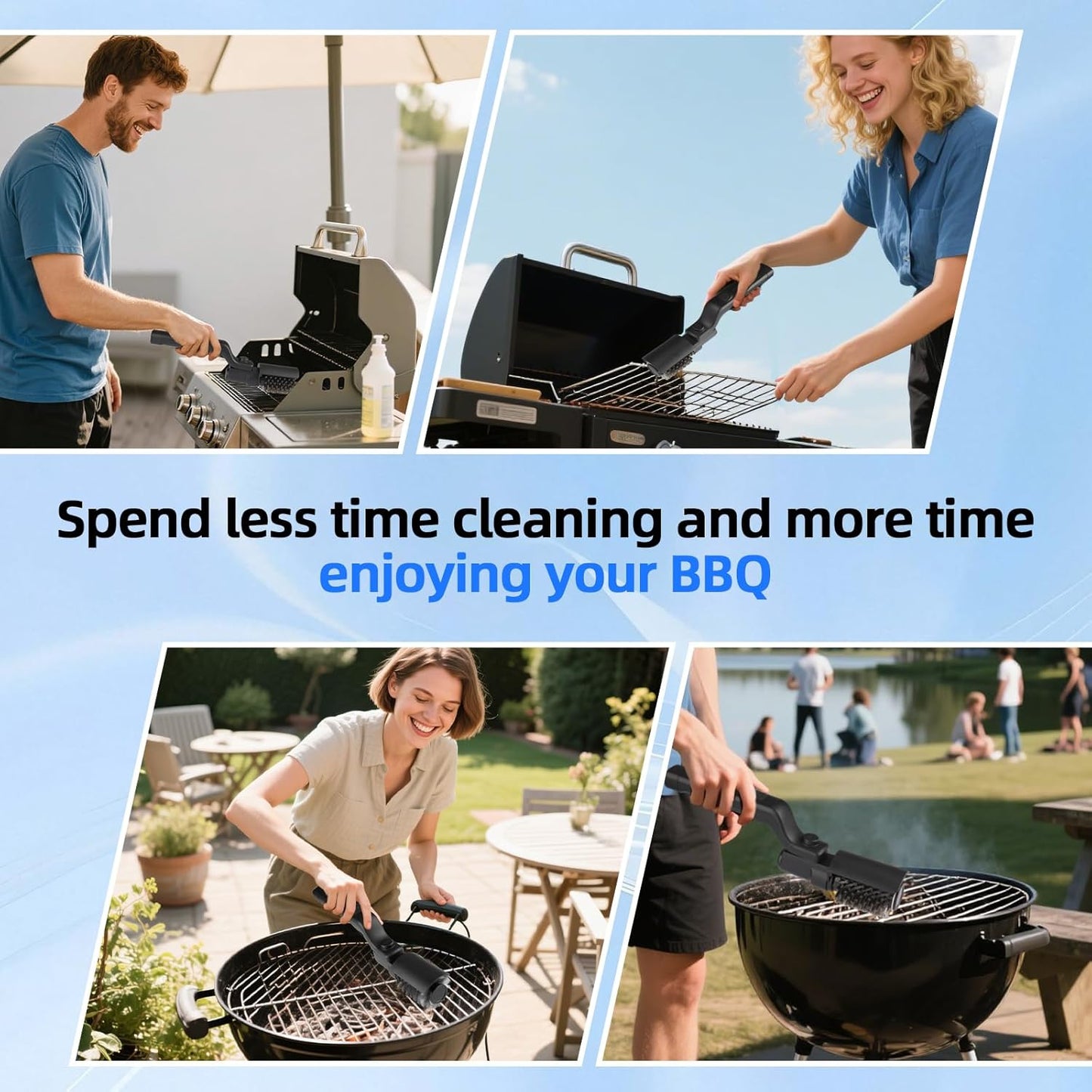 Rechargeable Electric Grill Brush with 3 Speeds