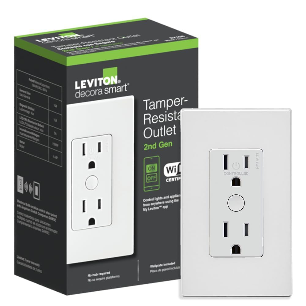 Decora Smart Switch, Wi-Fi, Works with Matter, Alexa, Google Assistant, Apple Home/Siri & Wired or Wirefree 3-Way, Neutral Wire Required, D315S-1RW, White