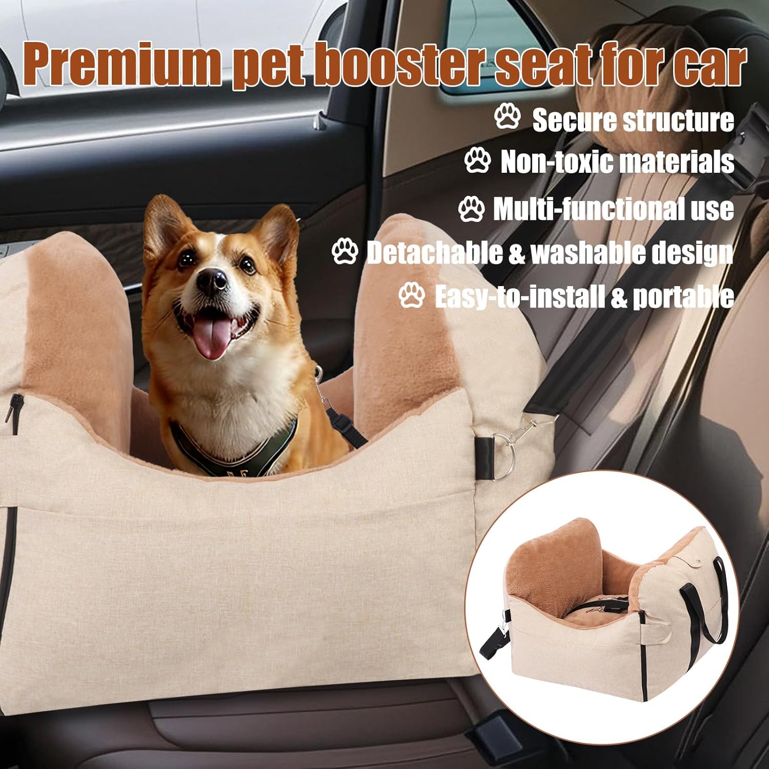 Washable Pet Carrier Cushion Travel Bed for Dogs & Cats