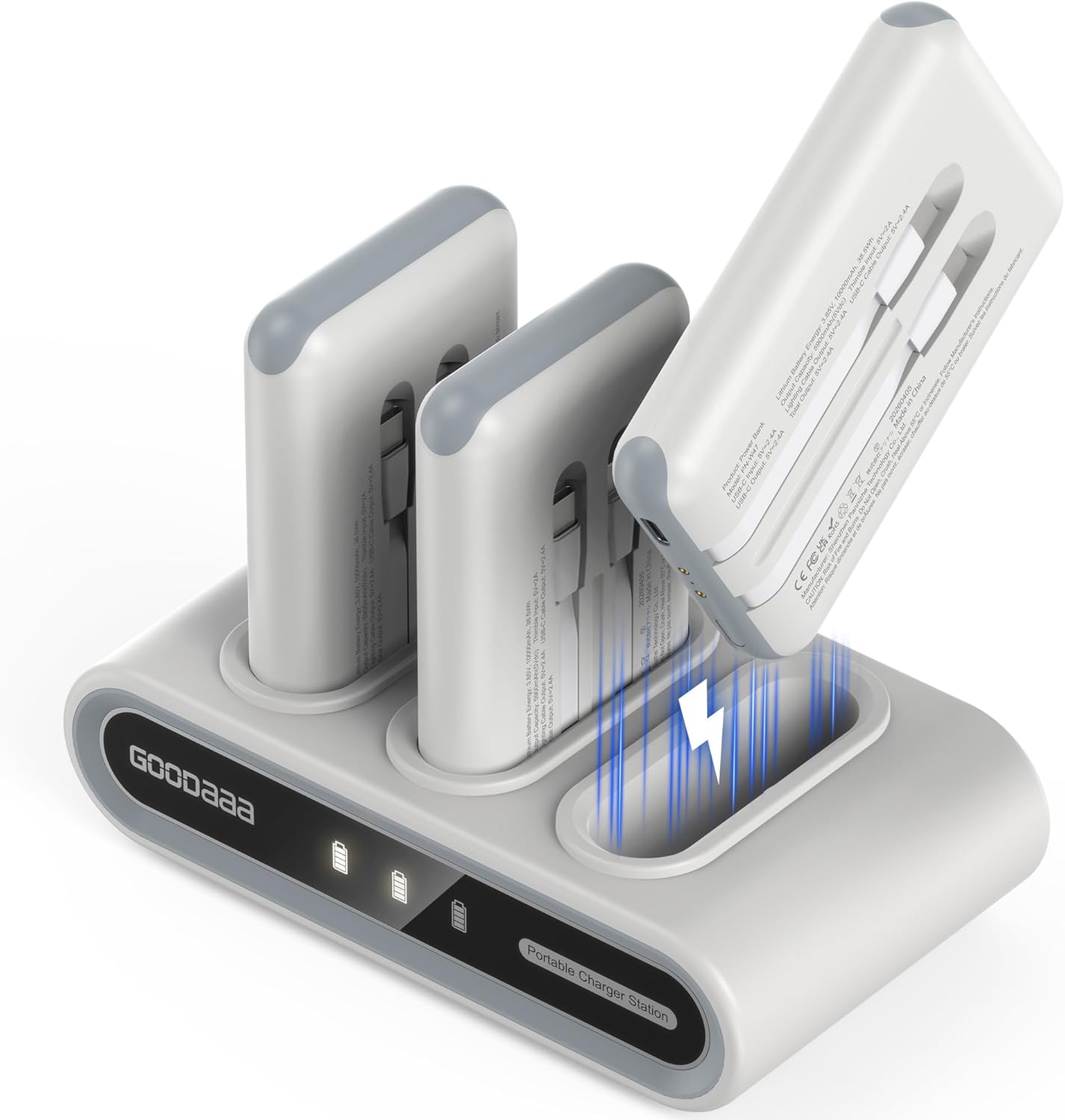 GOODaaa 3-Pack 10000mAh Portable Charger Set with Charging Dock