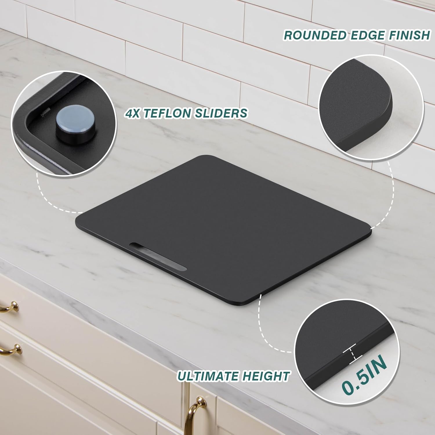 Metal Appliance Slider, Sliding Tray for Coffee Maker | 360° Effortless Movement,Small Appliance Rolling Tray for Counter, Coffee Pot Slider, Wide - Small (10"D X 12"W)