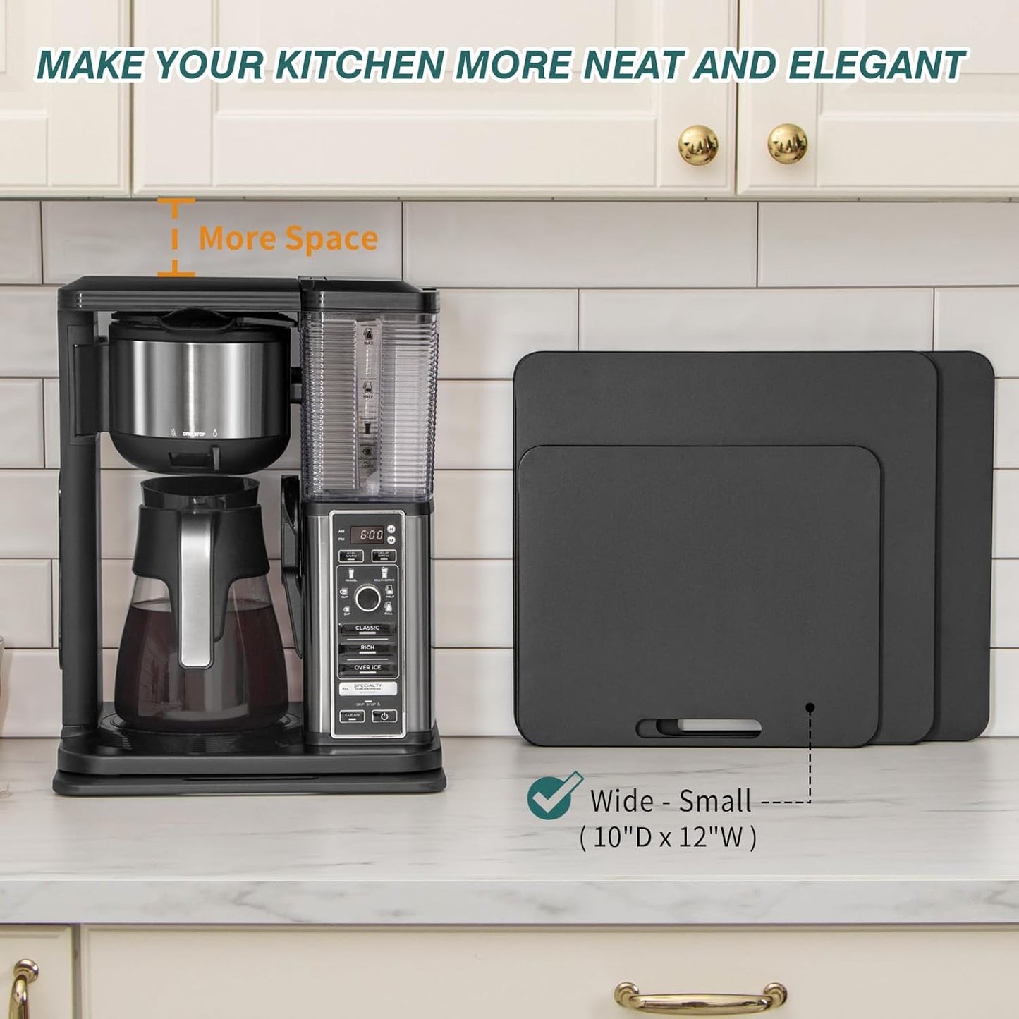 Metal Appliance Slider, Sliding Tray for Coffee Maker | 360° Effortless Movement,Small Appliance Rolling Tray for Counter, Coffee Pot Slider, Wide - Small (10"D X 12"W)