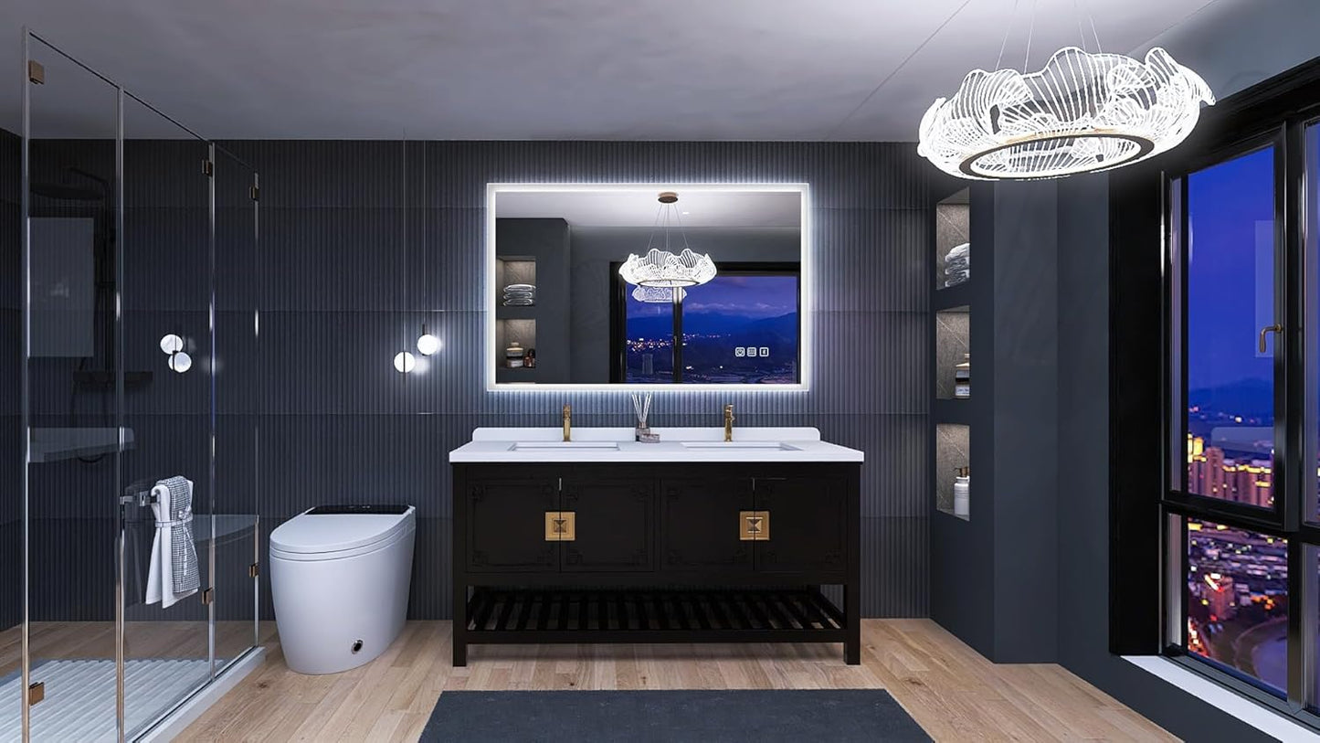 LED Bathroom Mirror with Bluetooth Speaker Anti-Fog Dimmable