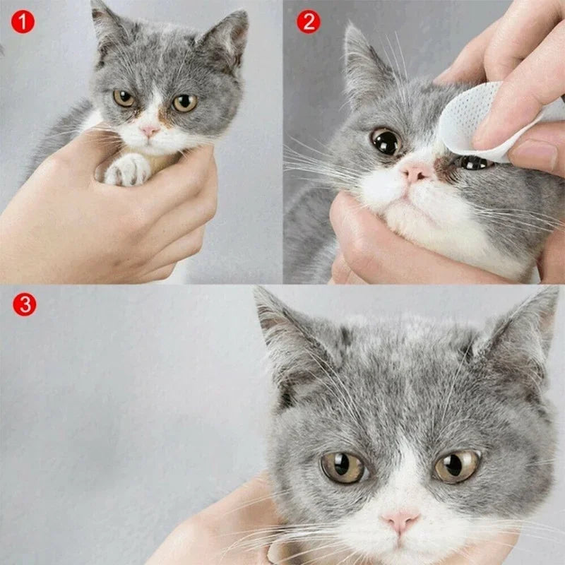 130Pcs/Set Pet Eye Wipes Dog and Cat Cleaning Wipes Pet Eye Wipes Grooming Tear Stain Remover Gentle Non-Foaming Wipes Towels
