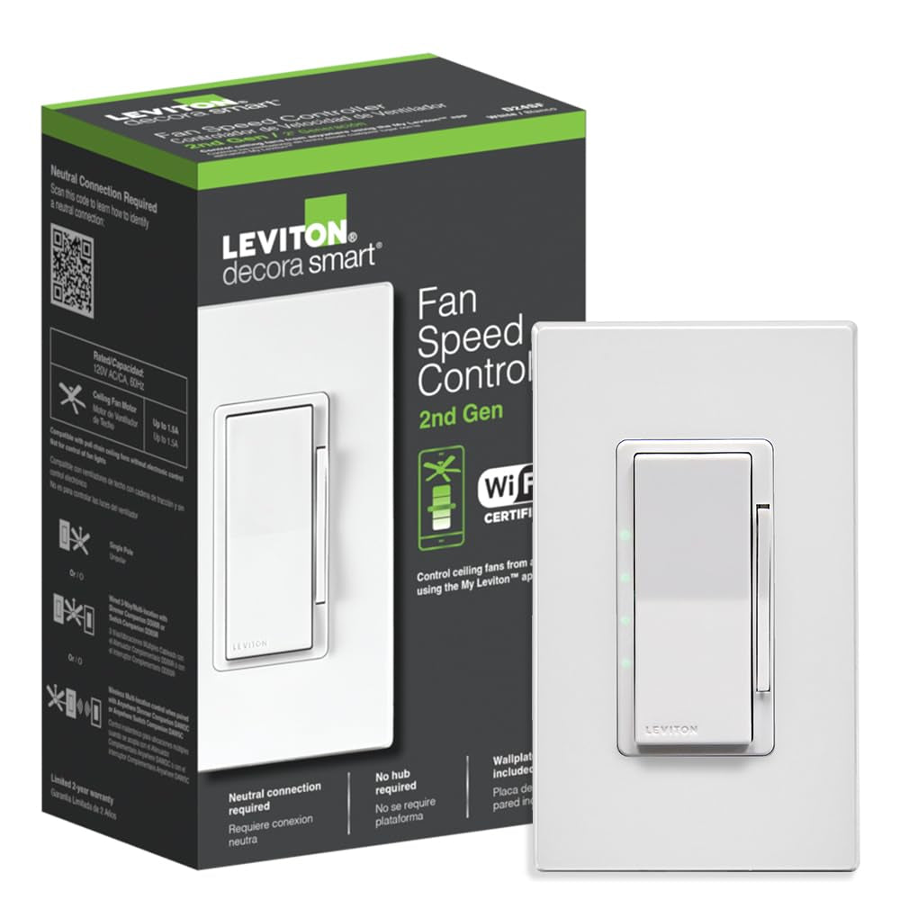 Decora Smart Switch, Wi-Fi, Works with Matter, Alexa, Google Assistant, Apple Home/Siri & Wired or Wirefree 3-Way, Neutral Wire Required, D315S-1RW, White