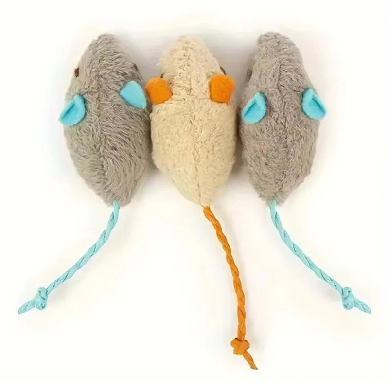 Interactive Plush Mouse Cat Toy Set – Random Colour Pack