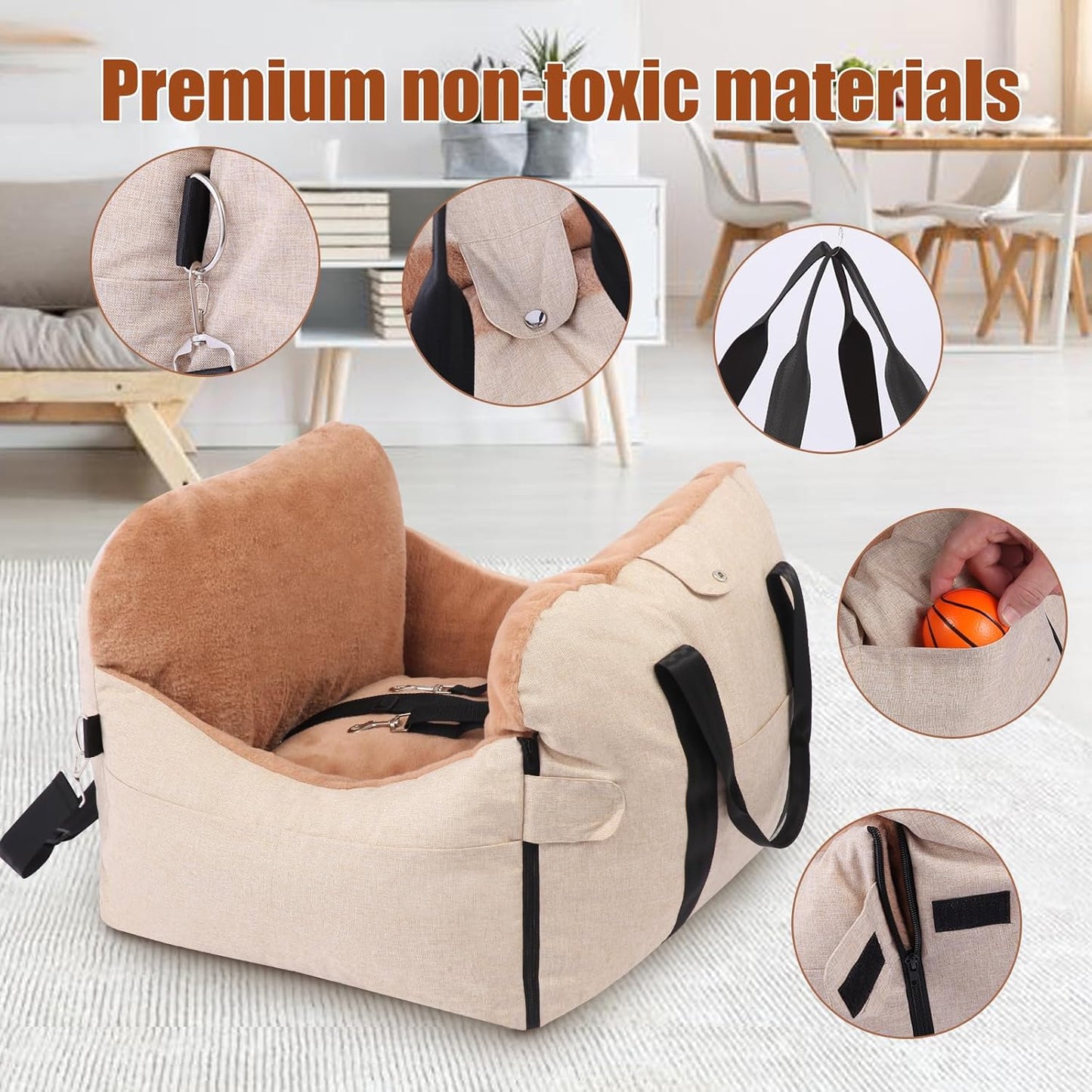 Washable Pet Carrier Cushion Travel Bed for Dogs & Cats