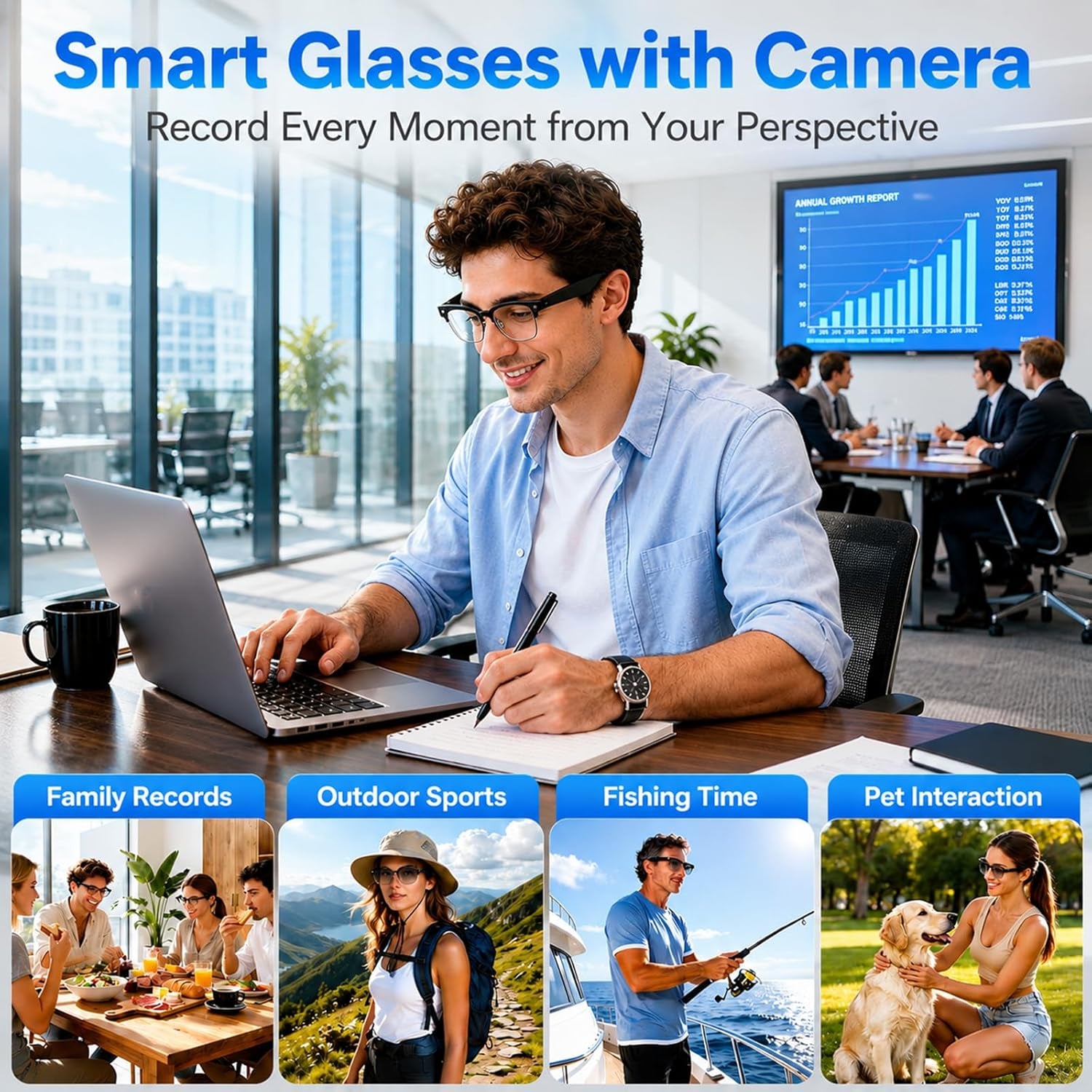 SGUKZF AI Smart Glasses with 4K Camera & Bluetooth Audio