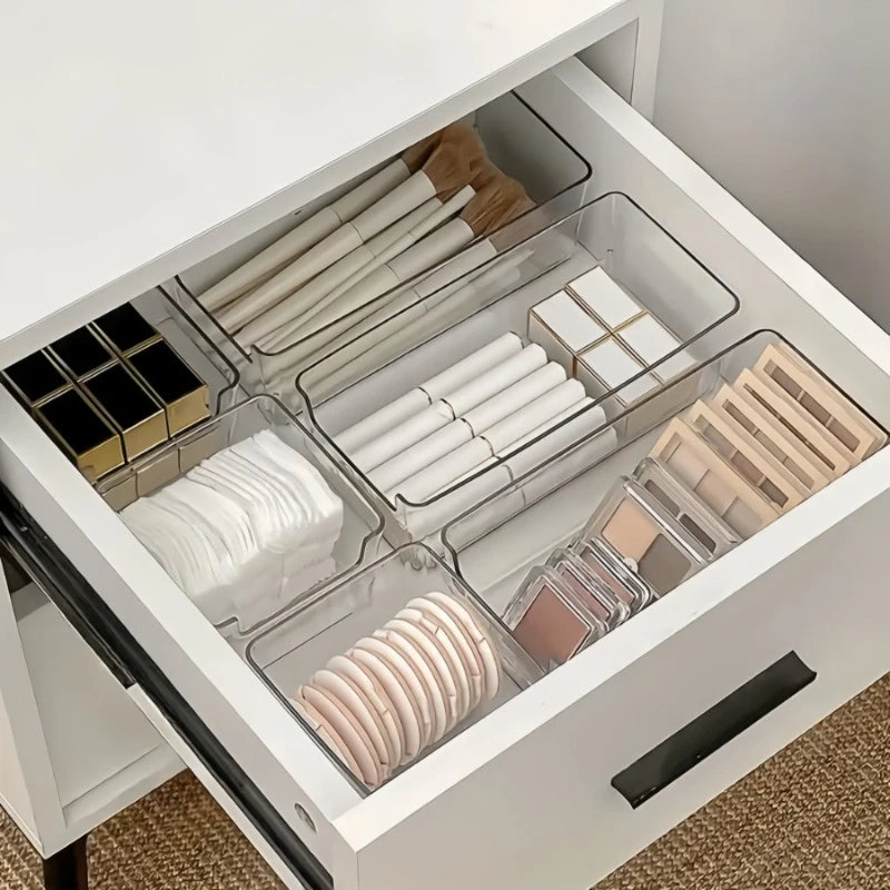 7 Pcs Set Drawer Divide Desktop Storage Box Cosmetics Storage Toolbox Underwear Socks Partition Sorting Transparent Storage Rack