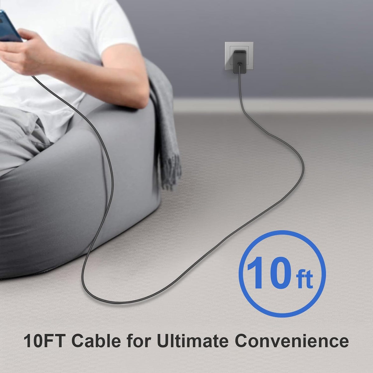 45 W Type C Charger Fast Charging,2Pack USB C Fast Charger Adapter & 10FT Long USB C to USB C Cable,45W USB C Android Phone Charger for Galaxy S24/S23/S22 Ultra/Plus/Note 20/S20/S21(Black)
