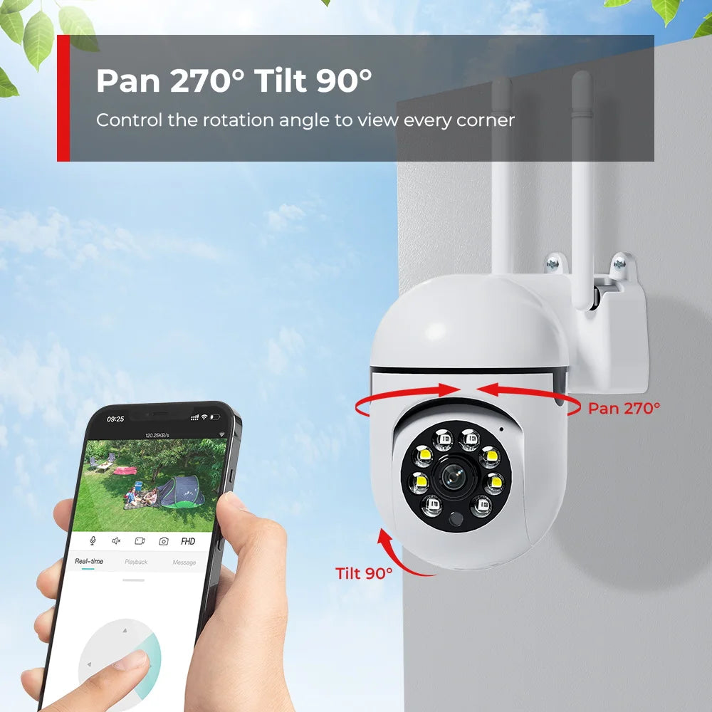 Outdoor WiFi PTZ Security Camera with AI Human Detection