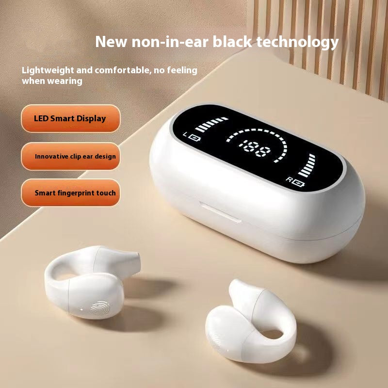 Open-Ear Ear Clip Bluetooth 5.2 Wireless Headphones with Mic