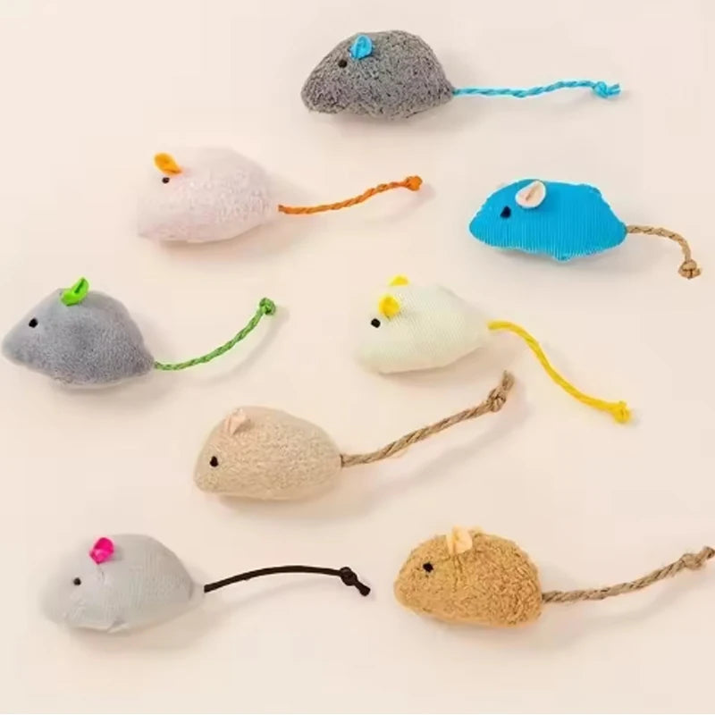 Interactive Plush Mouse Cat Toy Set – Random Colour Pack