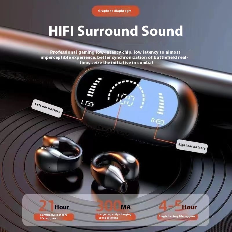 Open-Ear Ear Clip Bluetooth 5.2 Wireless Headphones with Mic