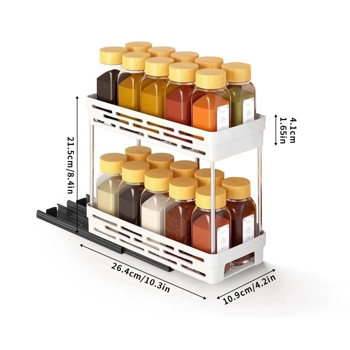 Large Capacity Seasoning Spcie Jar Racks Pull-Out 2 Layers Plastic Storage Rack Multi-Purpose Kitchen Organizer Cabinet Shelf