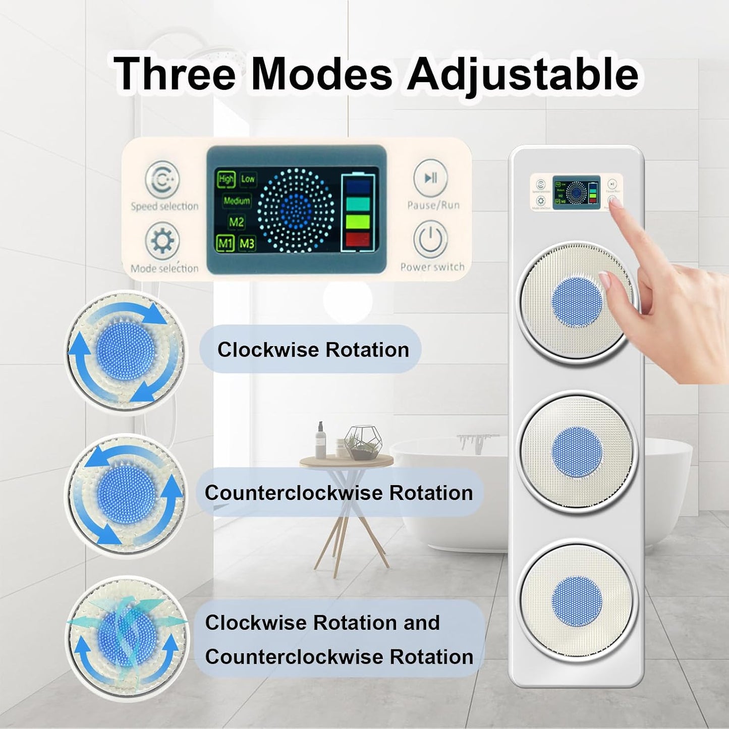 Electric Shower Brush for Body, Wall Mounted Back Scrubber for Shower, Exfoliating Shower Brush with Intelligent Display Screen,Back Bath Scrubber for Massage and Deep Cleansing