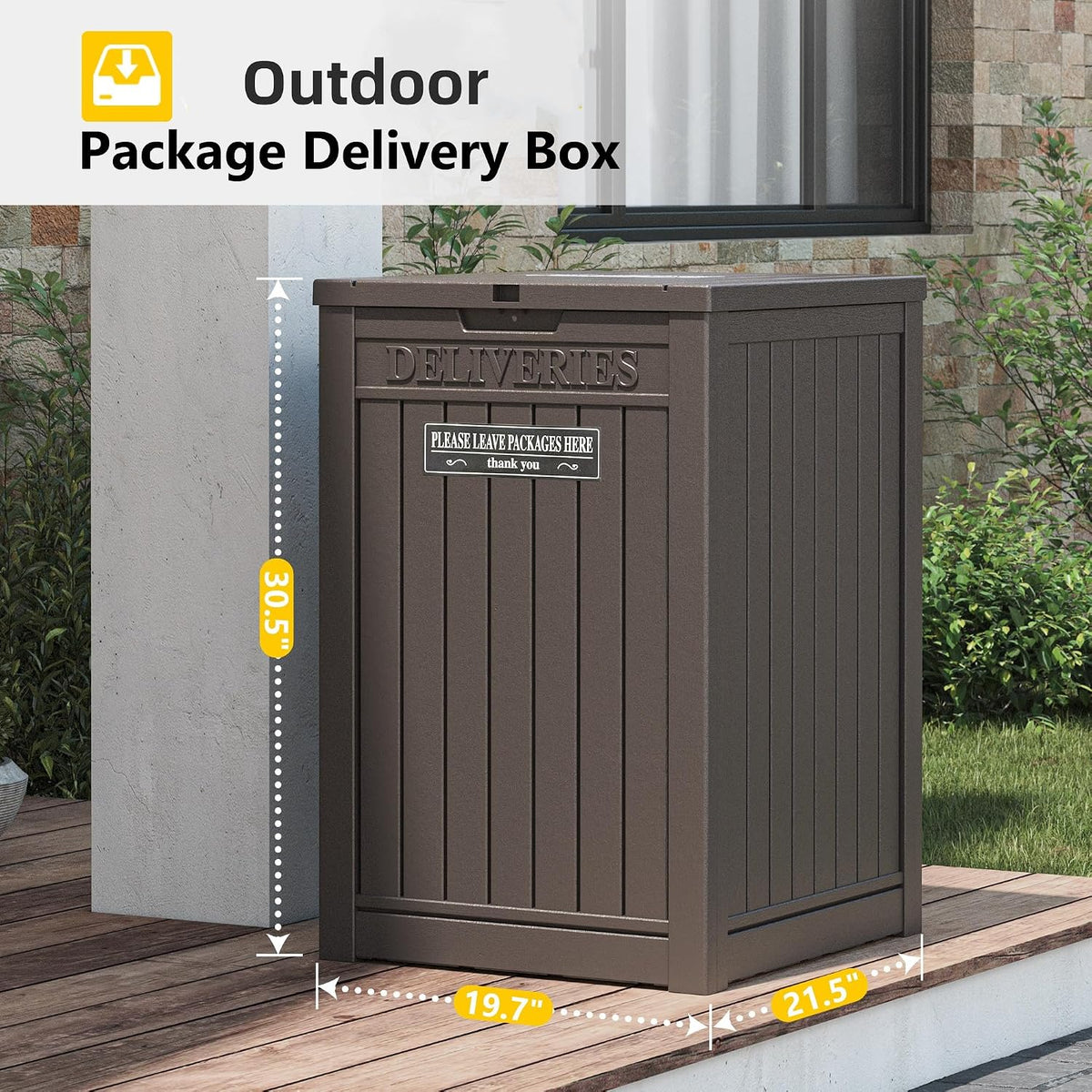 Package Delivery Box for Outside, Brown