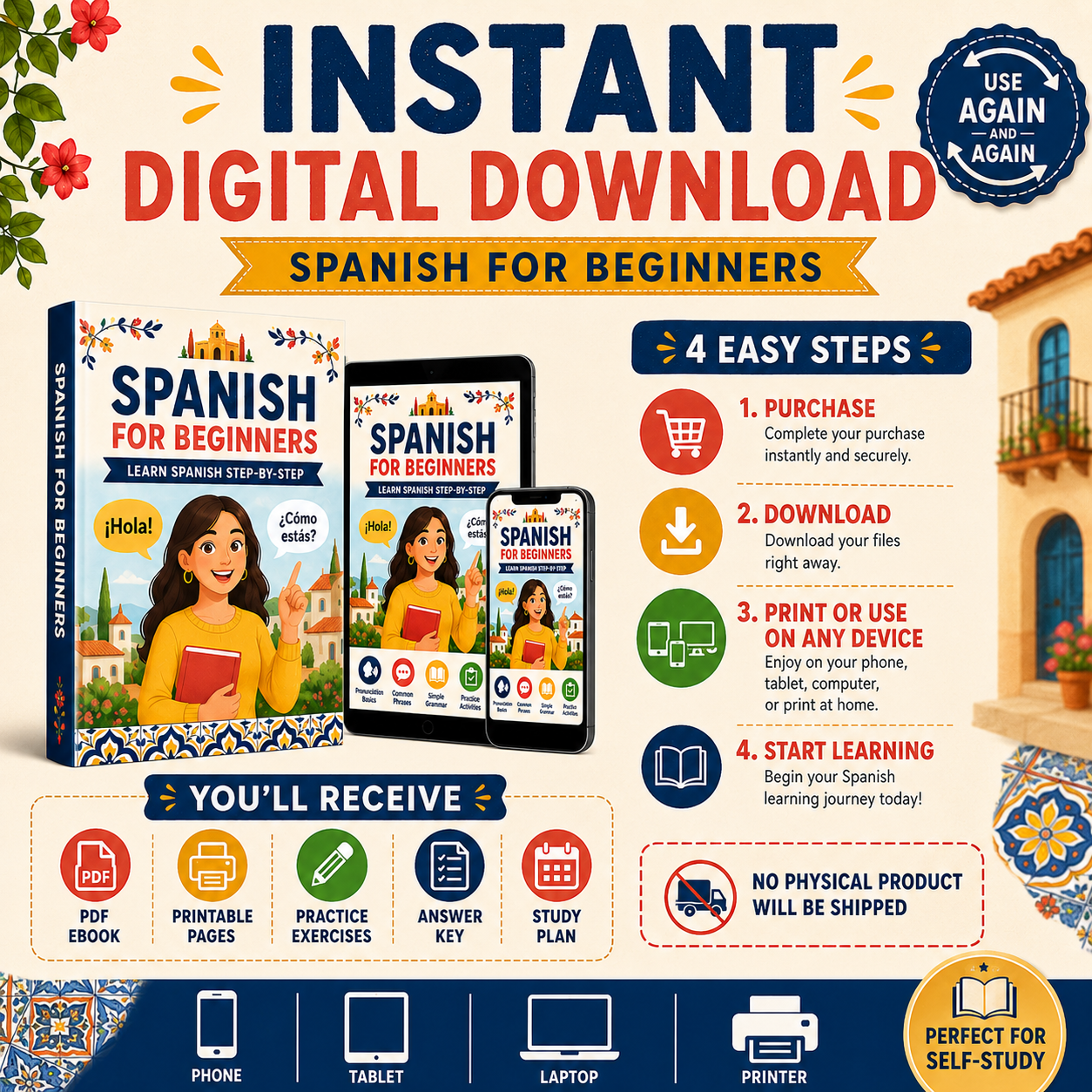 Spanish for Beginners Ebook | Learn Spanish Step by Step