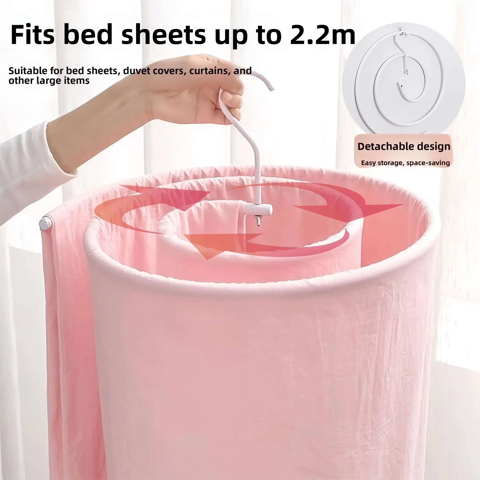 Spiral Clothes Drying Rack round Balcony Multi-Function Bed Sheet Quilt Drying Stand Simple Manual Height Adjustment