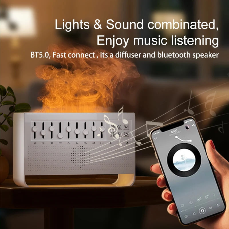 Flame Air Diffuser with White Noise Sounds & Bluetooth Music Player