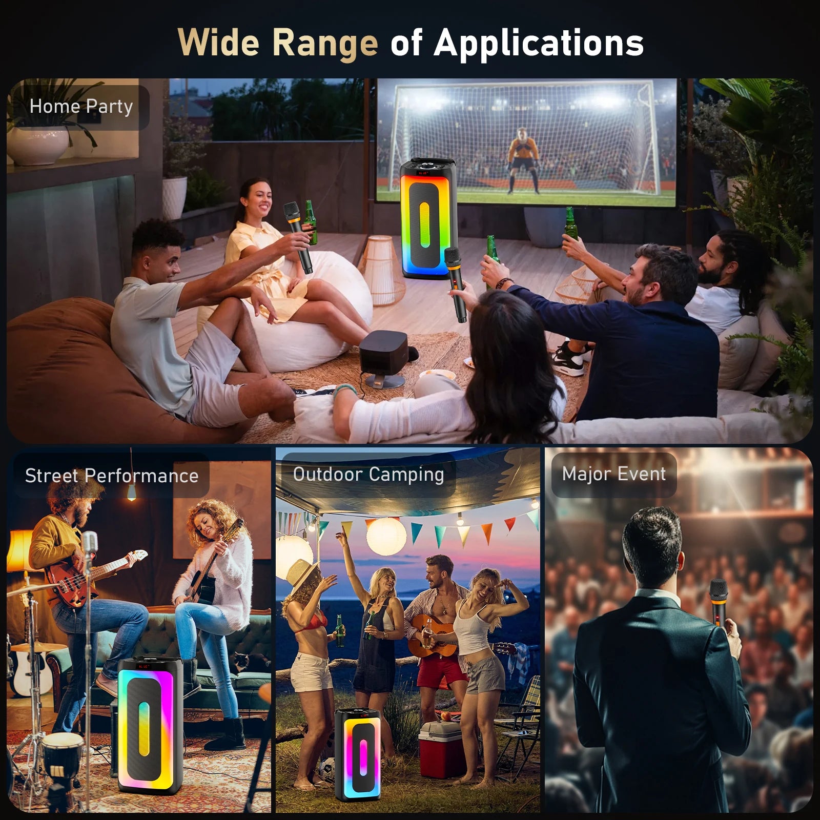 T25 Bluetooth Karaoke Machine with RGB Lights & Wireless Microphone