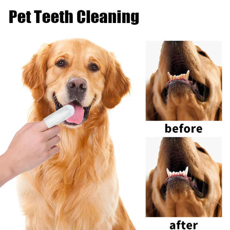 Pet Disposable Cleaning Wipes Dog Teeth Cleaning Finger Wipes Cat Ear and Eye Beauty Wipes Cat Hygiene and Beauty Products 50Pcs