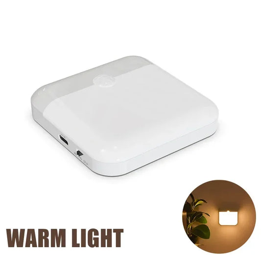 LED Motion Sensor Night Light USB Rechargeable Square Lamp