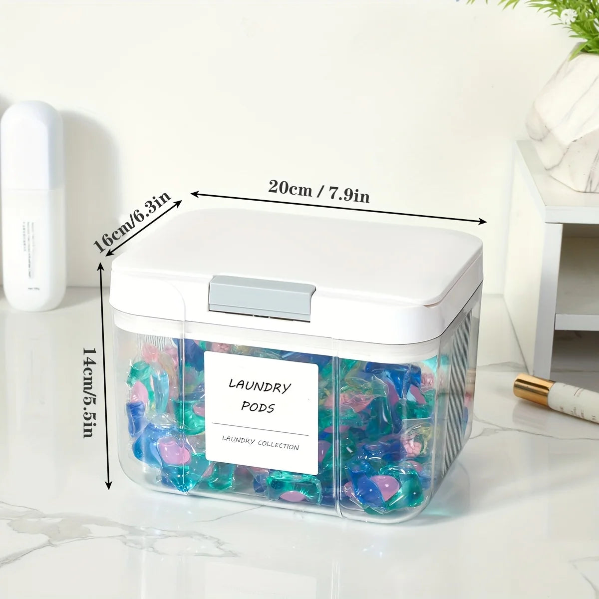 Laundry Pod Holder with Lid Laundry Pod Container,Sealed and Automatic Pop-Up, Large Capacity Holds Laundry Pods Organizer Box