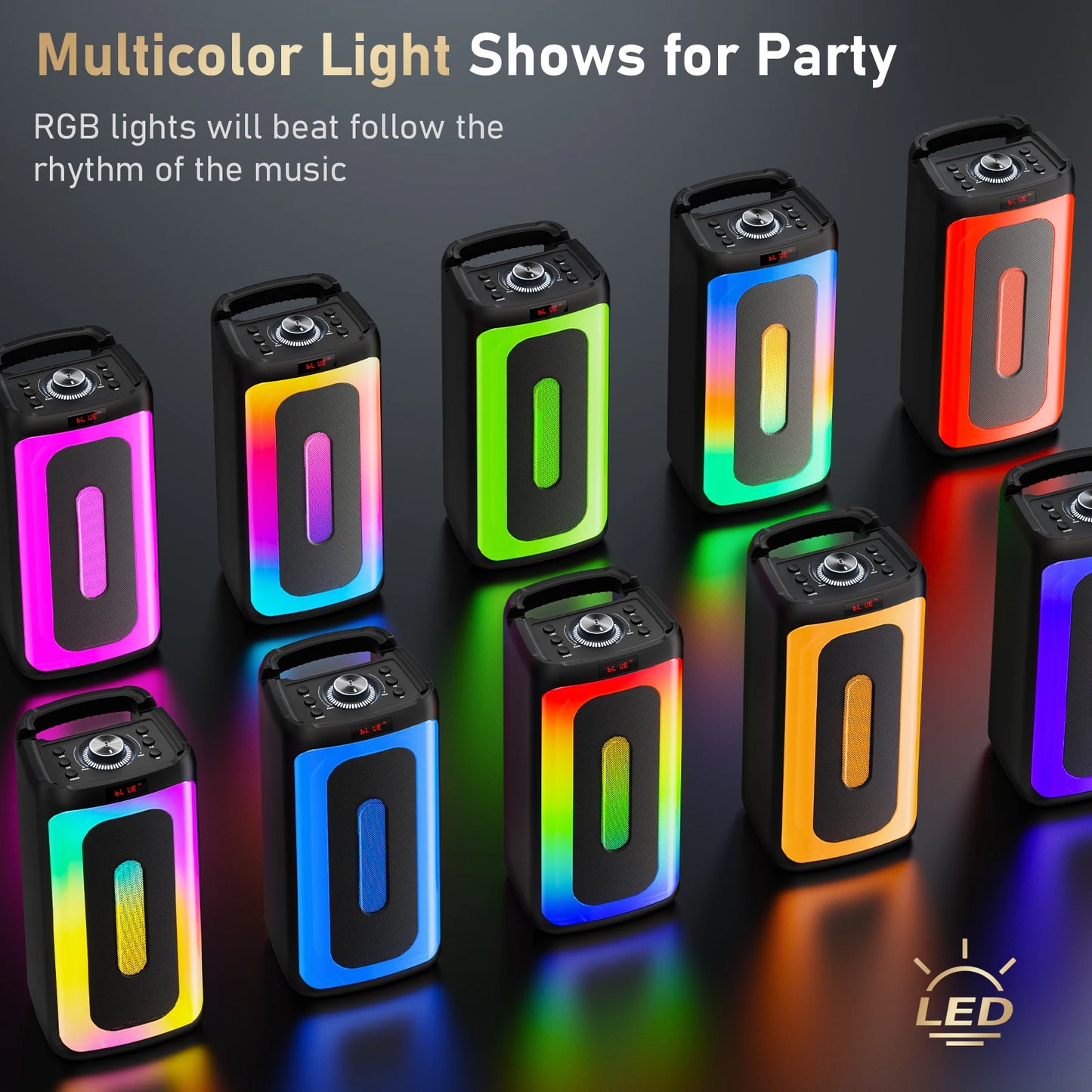 T25 Bluetooth Karaoke Machine with RGB Lights & Wireless Microphone