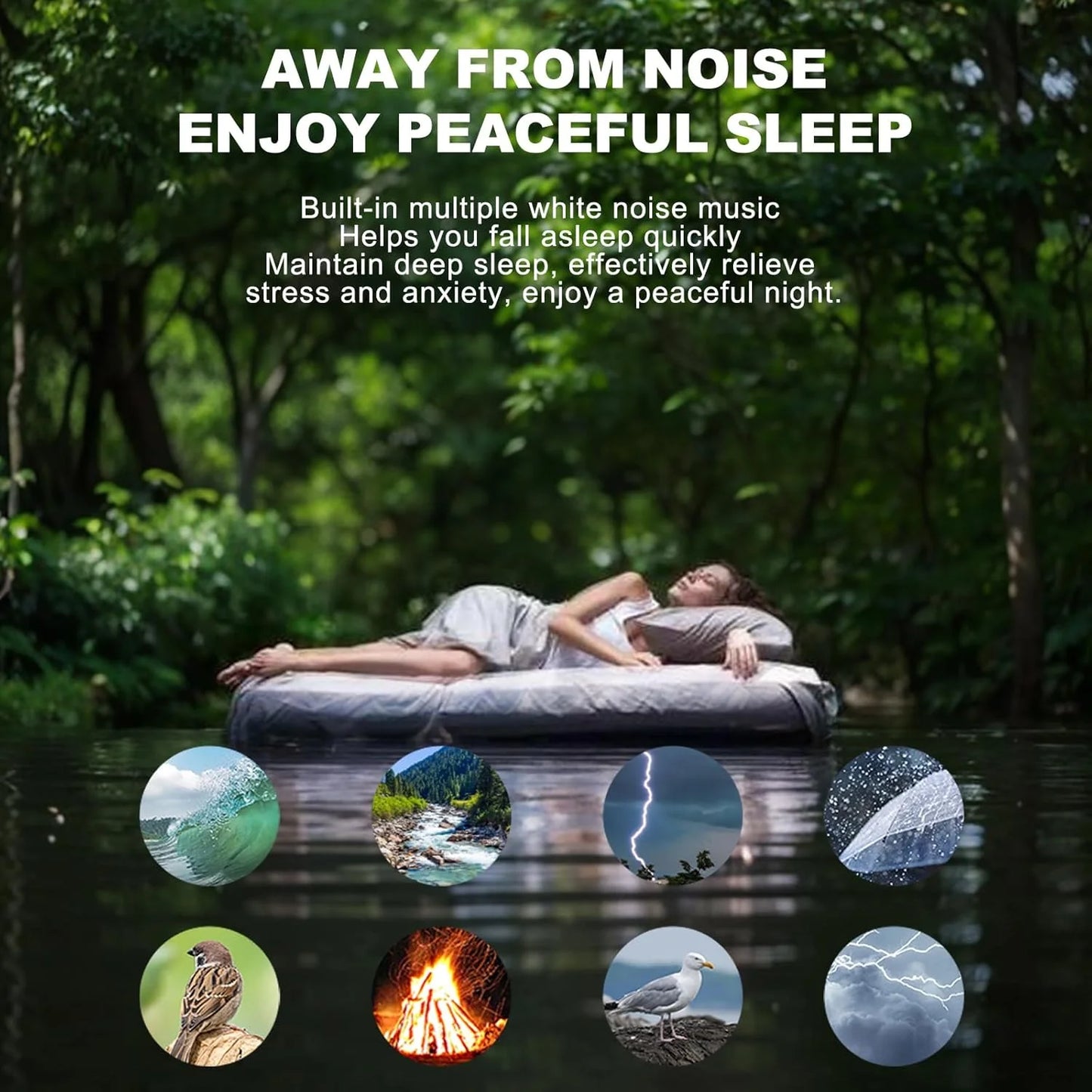 Flame Air Diffuser with White Noise Sounds & Bluetooth Music Player