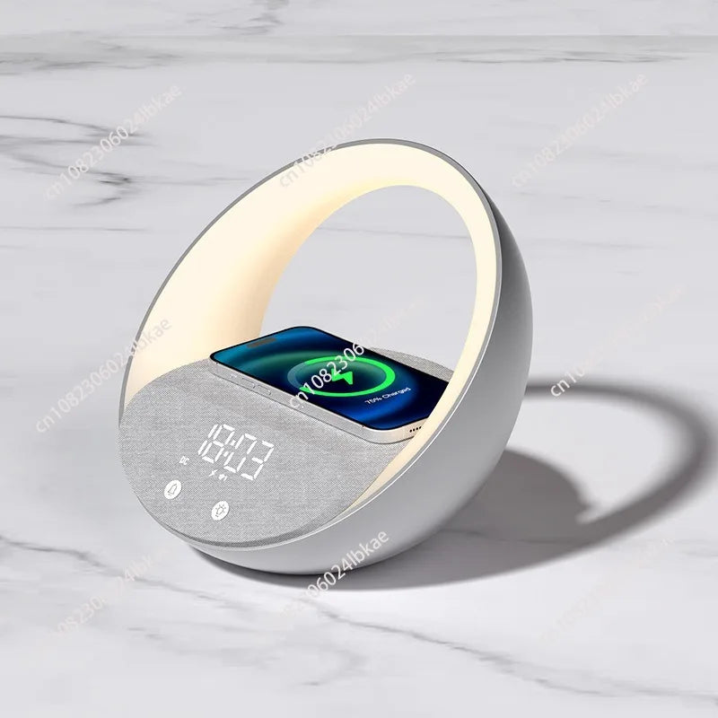4-in-1 Bluetooth Speaker Wireless Charger Lamp with Alarm Clock