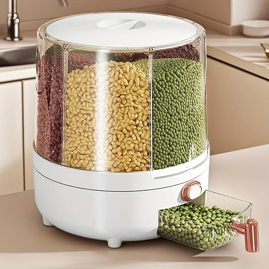 6-Compartment Rotating Airtight Dry Food Storage Container