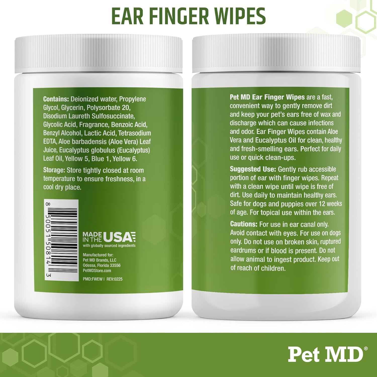 Pet MD Dog Ear Cleaning Finger Wipes – 50 Count