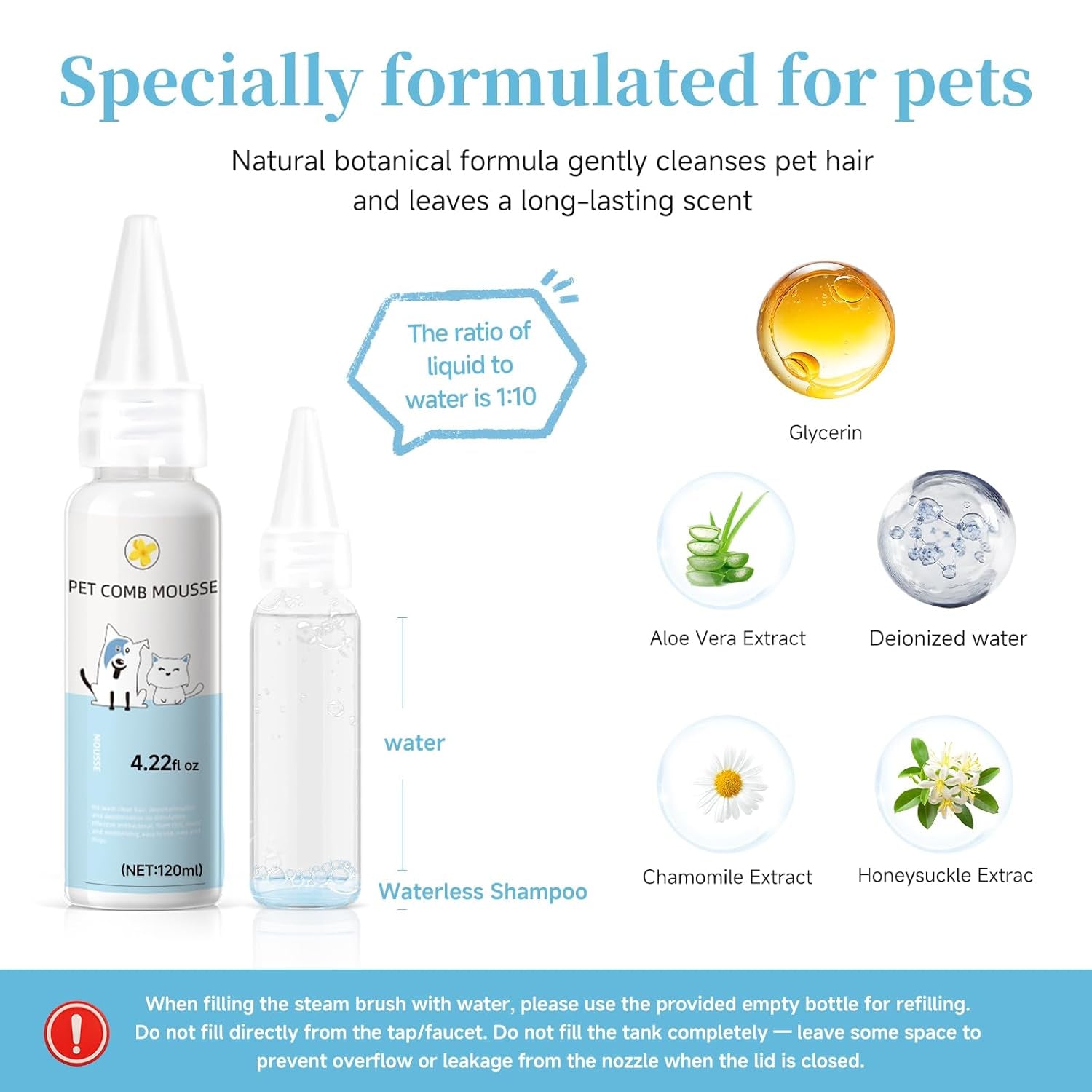 Pet Steam Brush for Dogs & Cats – Mist Grooming Deshedding Comb