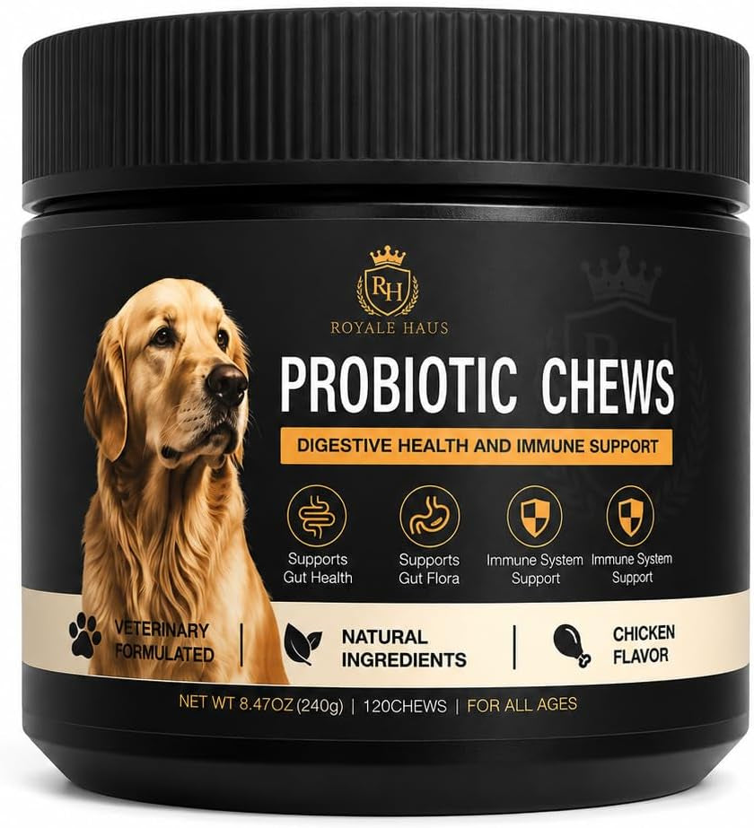 Probiotics for Dogs – Digestive Health & Gut Support – Supports Healthy Digestion, Immune System, Gas & Bloating Relief – Soft Chews for Small, Medium & Large Dogs – 120 Chews