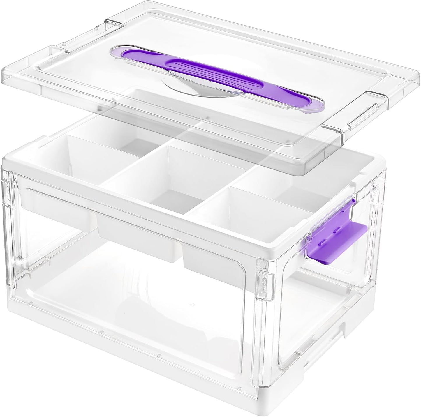 24 QT Clear Craft Organizer with Removable Tray & Dividers, 1 Pack | Storage Box for Coloring Books, Modeling Clay, Molds and Art Supplies, Keeps Craft Materials Organized and Easy to Access