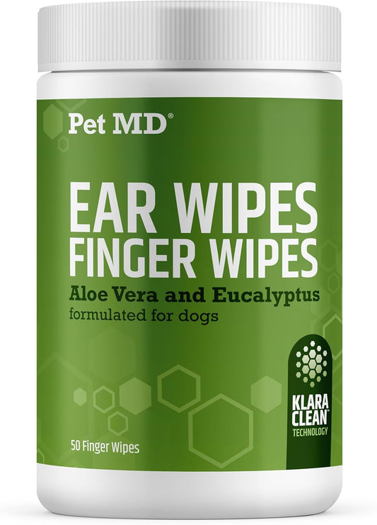 Pet MD Dog Ear Cleaning Finger Wipes – 50 Count
