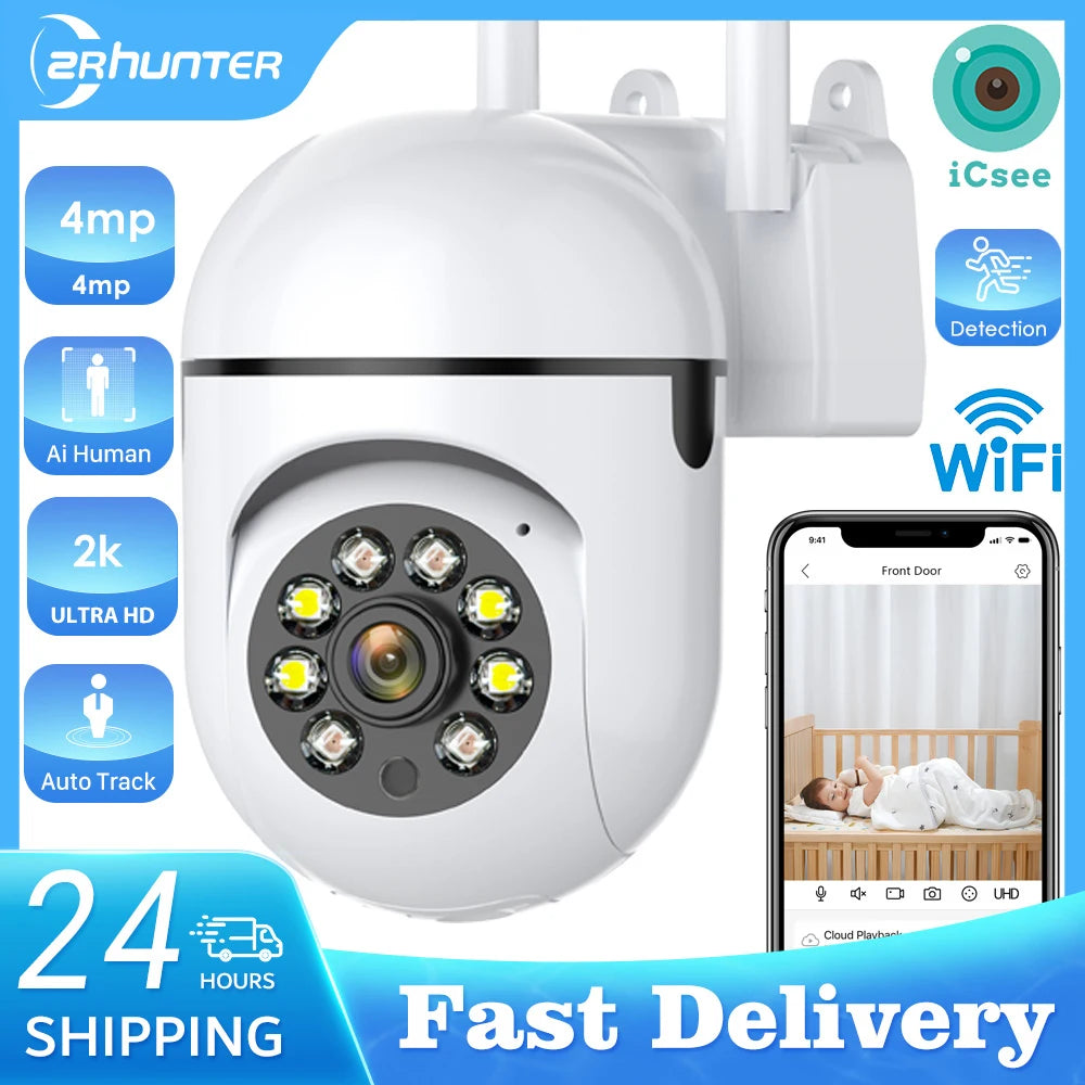 Outdoor WiFi PTZ Security Camera with AI Human Detection