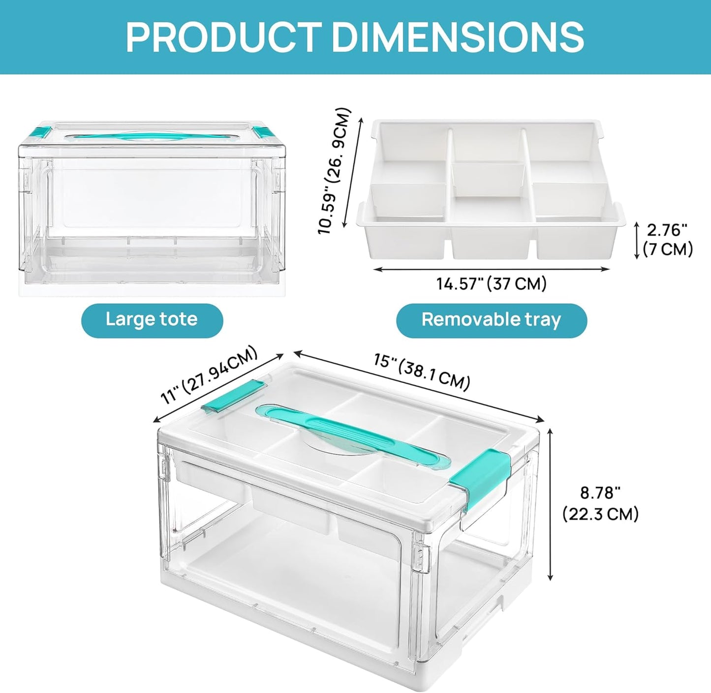 24 QT Clear Craft Organizer with Removable Tray & Dividers, 1 Pack | Storage Box for Coloring Books, Modeling Clay, Molds and Art Supplies, Keeps Craft Materials Organized and Easy to Access