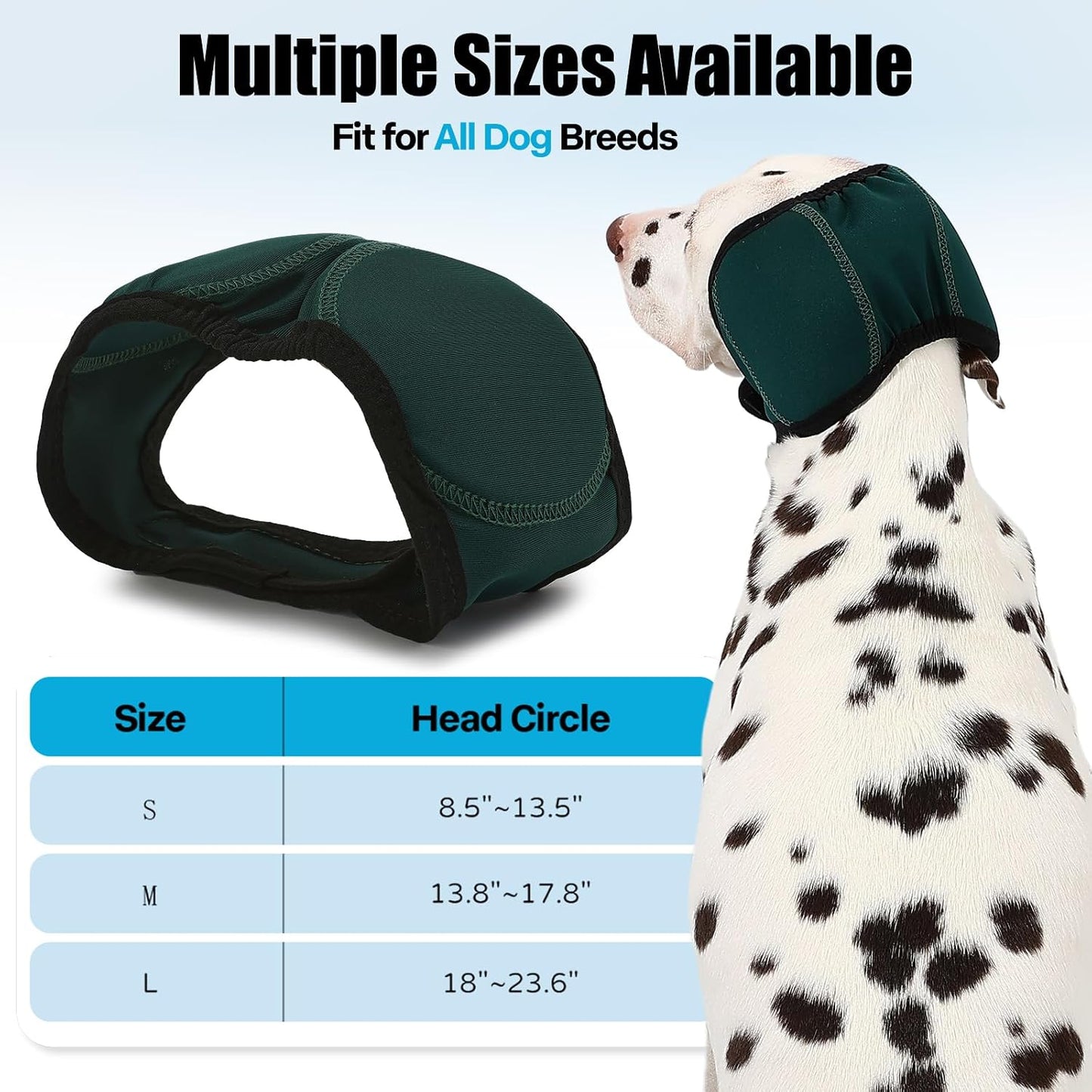 Dog Ear Muffs Wrap for Hematoma, Bathing, Drying, Swimming & Noise Anxiety Relief- Elastic Waterproof Ear Protection with Calming Hoodie Design for Grooming