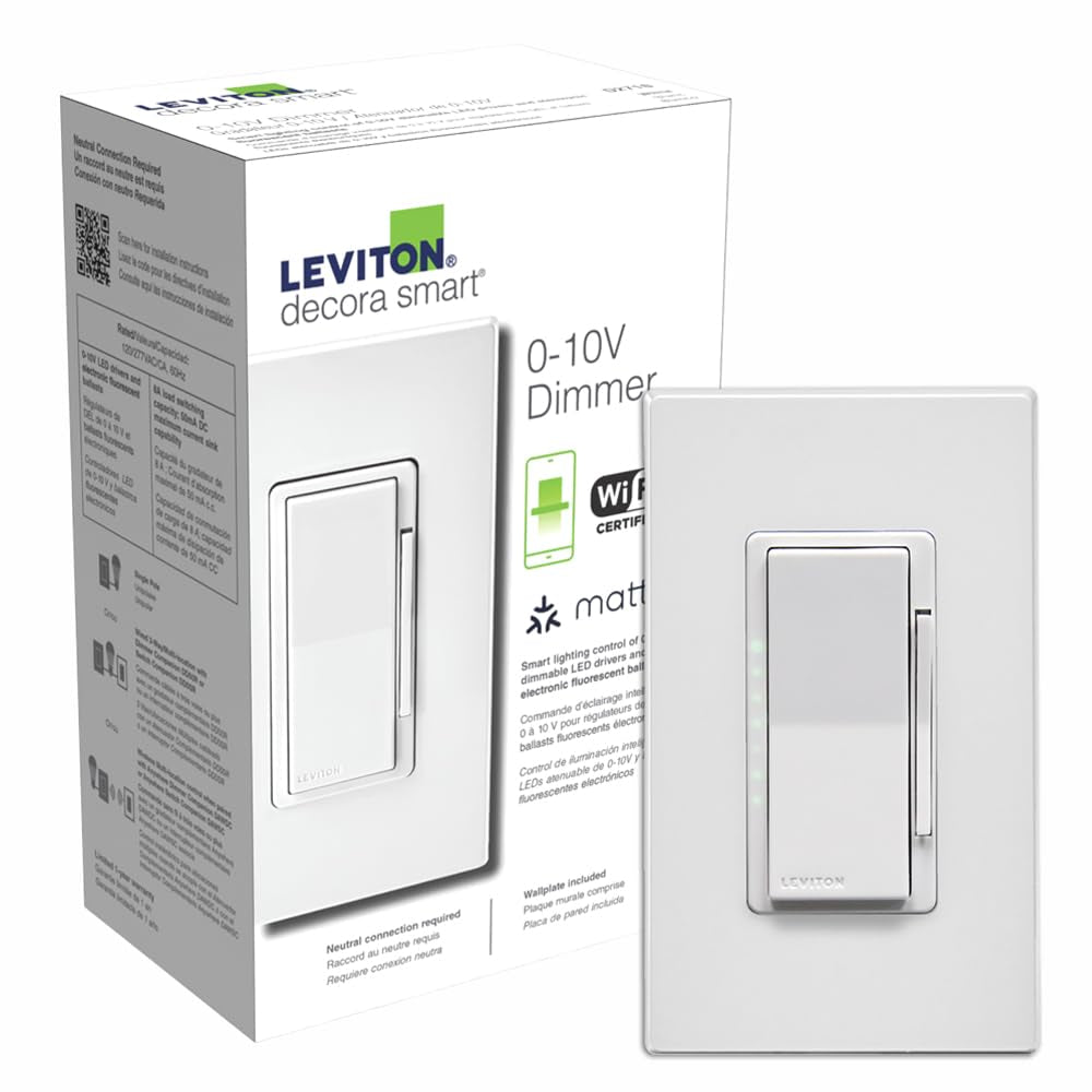 Decora Smart Switch, Wi-Fi, Works with Matter, Alexa, Google Assistant, Apple Home/Siri & Wired or Wirefree 3-Way, Neutral Wire Required, D315S-1RW, White
