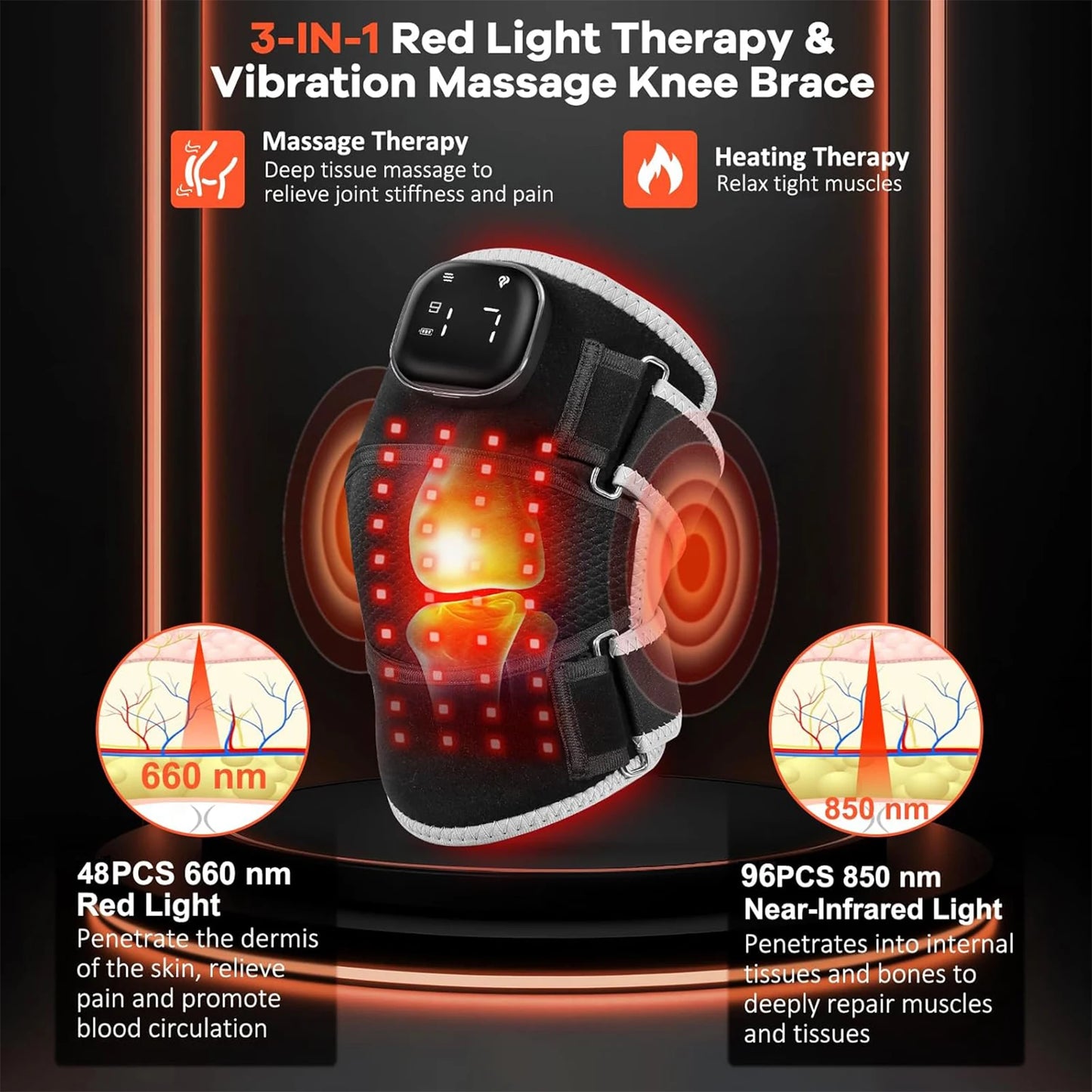 Infrared Heating Vibration Brace for Knee, Shoulder & Elbow Comfort
