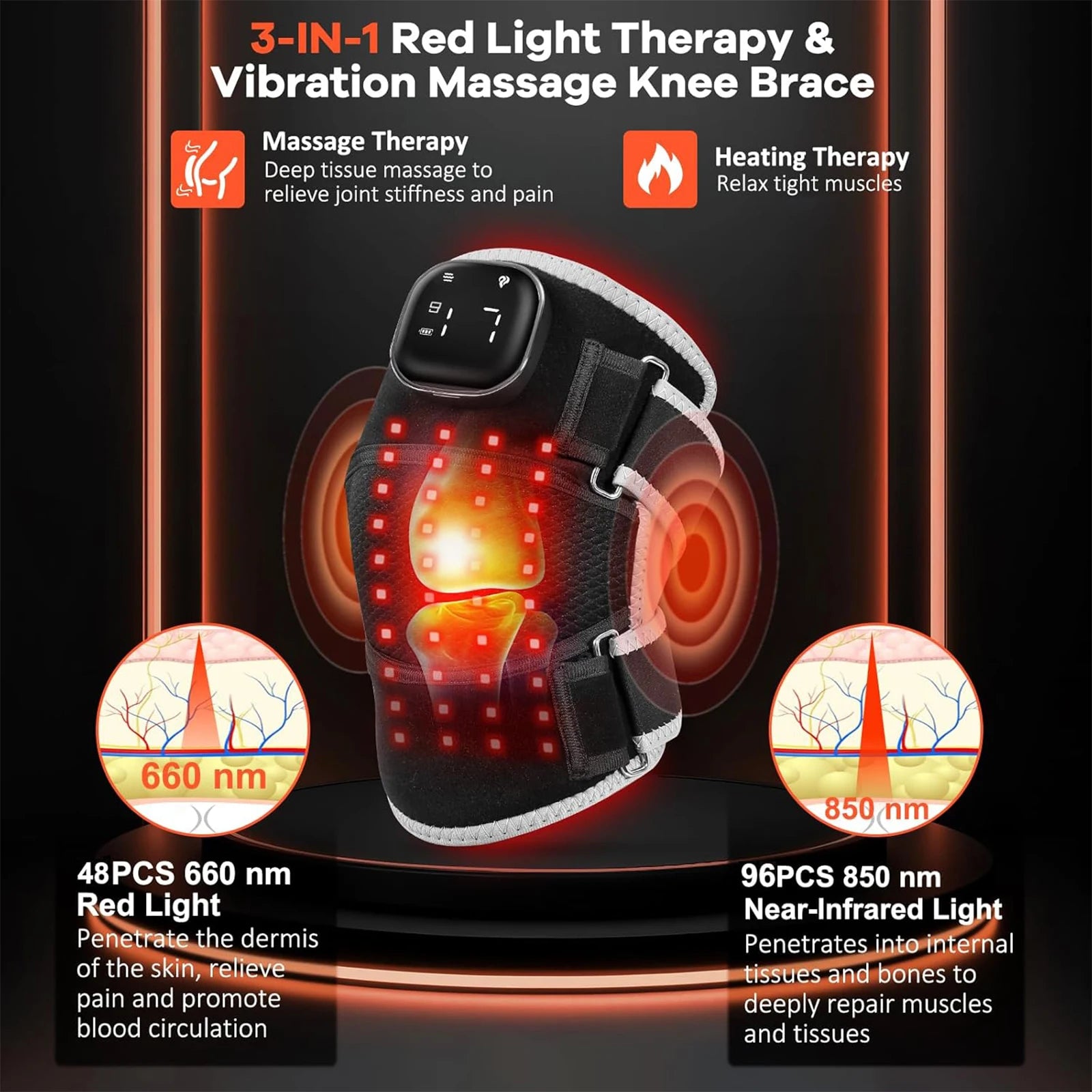Infrared Heating Vibration Brace for Knee, Shoulder & Elbow Comfort