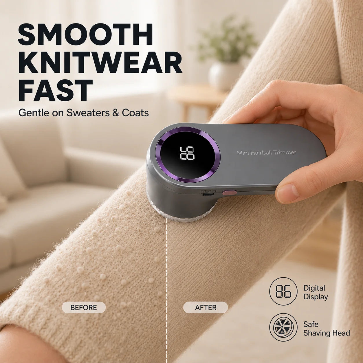 Electric Fabric Shaver USB Rechargeable Lint Remover LED Portable Clothes Fuzz Hair Pellet Removal Tool