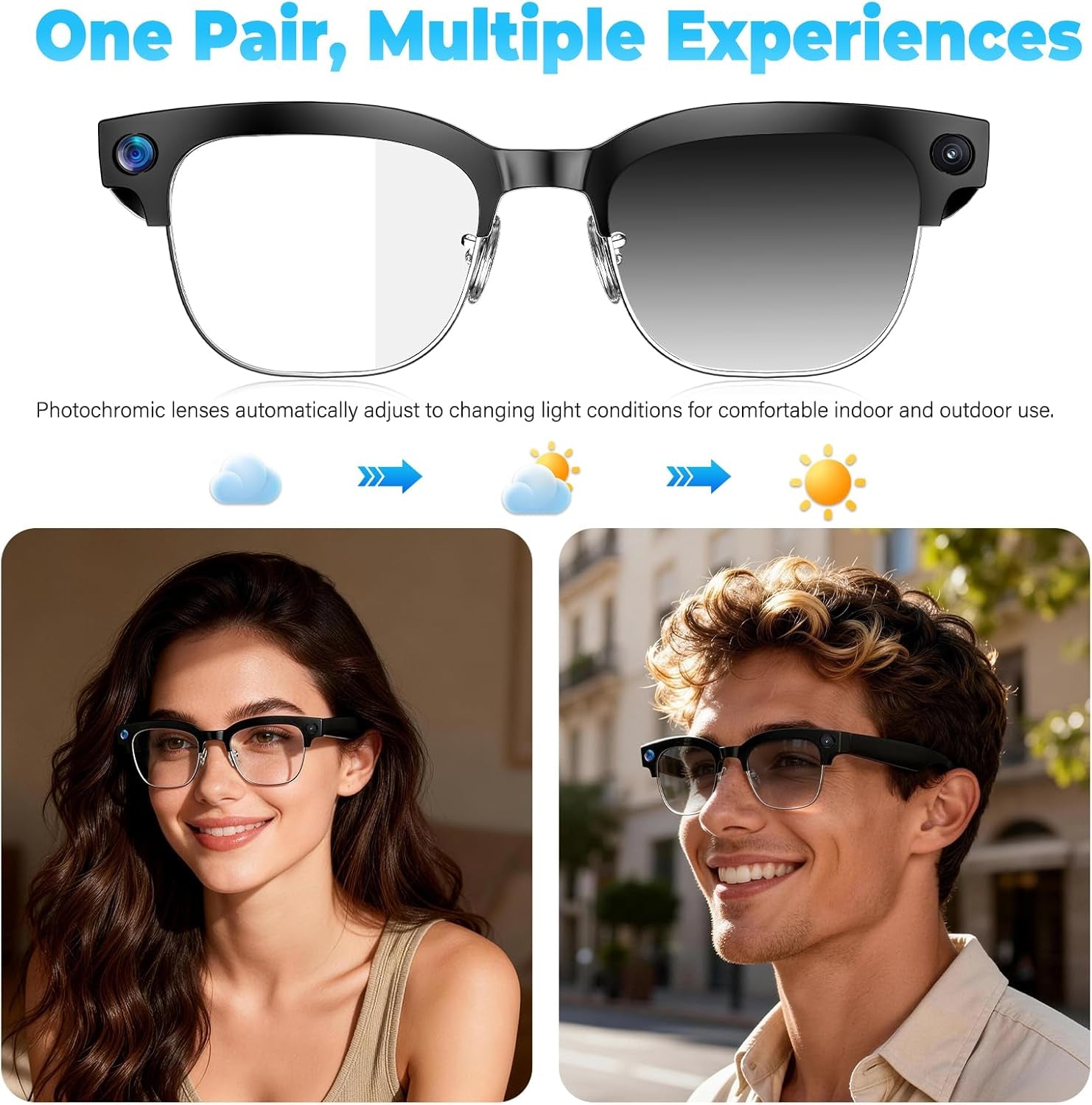 SGUKZF AI Smart Glasses with 4K Camera & Bluetooth Audio