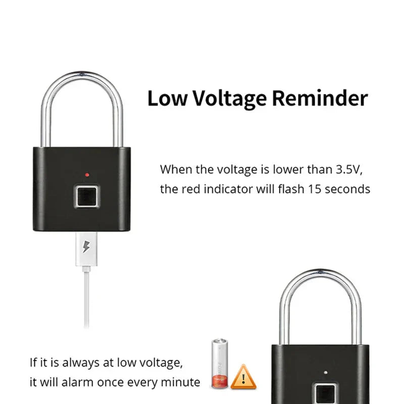 Smart Fingerprint Padlock – USB Rechargeable Keyless Lock