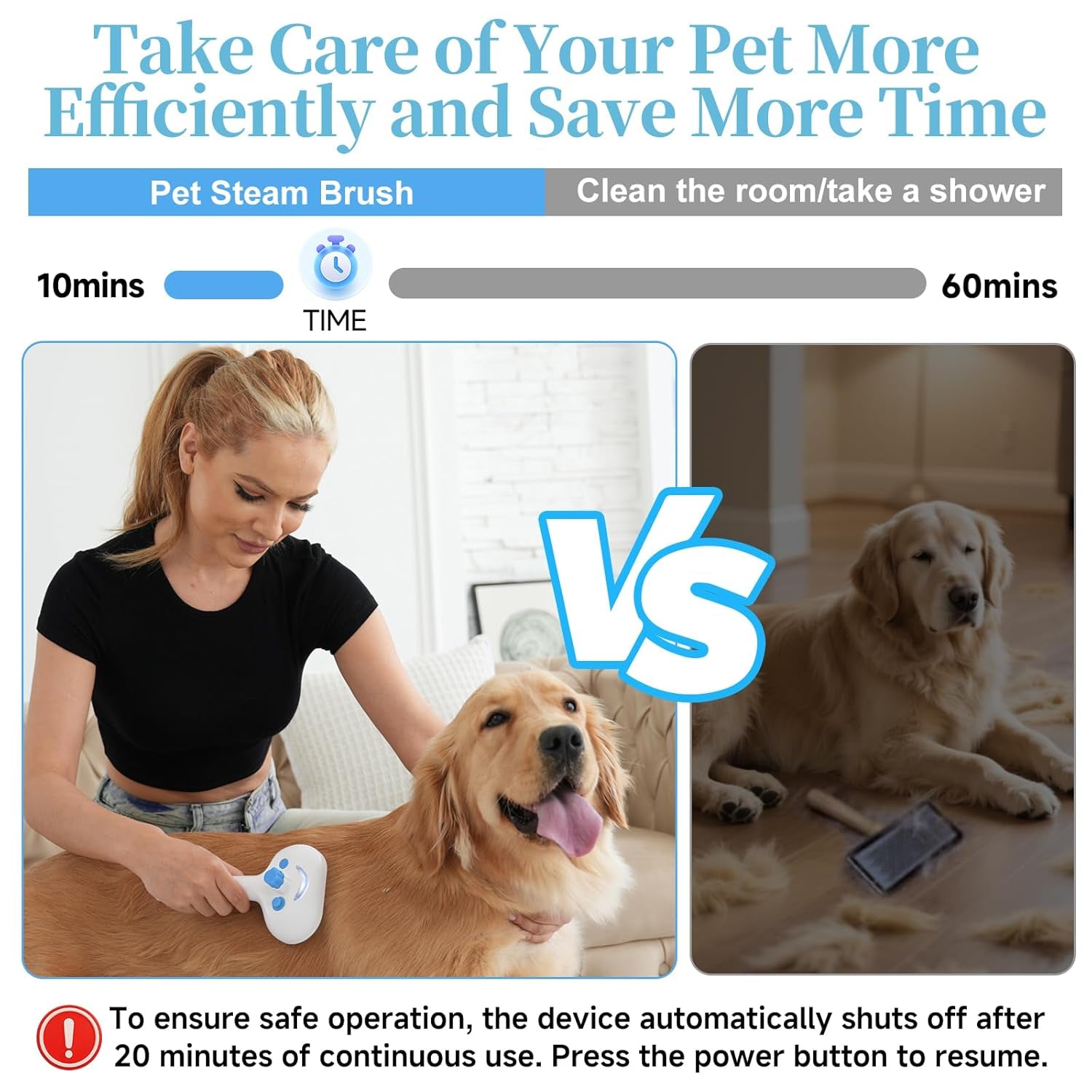 Pet Steam Brush for Dogs & Cats – Mist Grooming Deshedding Comb